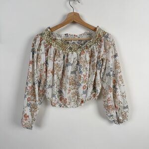 Willow and Root Off the Shoulder Crop Top Women's Medium Floral Cottagecore Boho